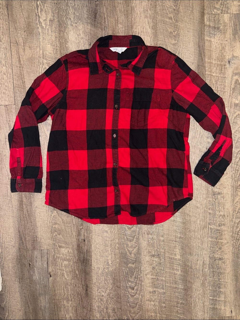 Old Navy Red and Black Buffalo Plaid Button-Down Shirt